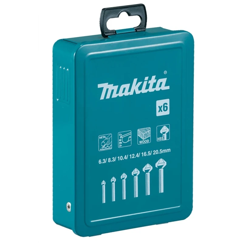 Makita Countersink Drill Bit Set 90° Angle, 6 Pieces with High-Speed Steel D-42204