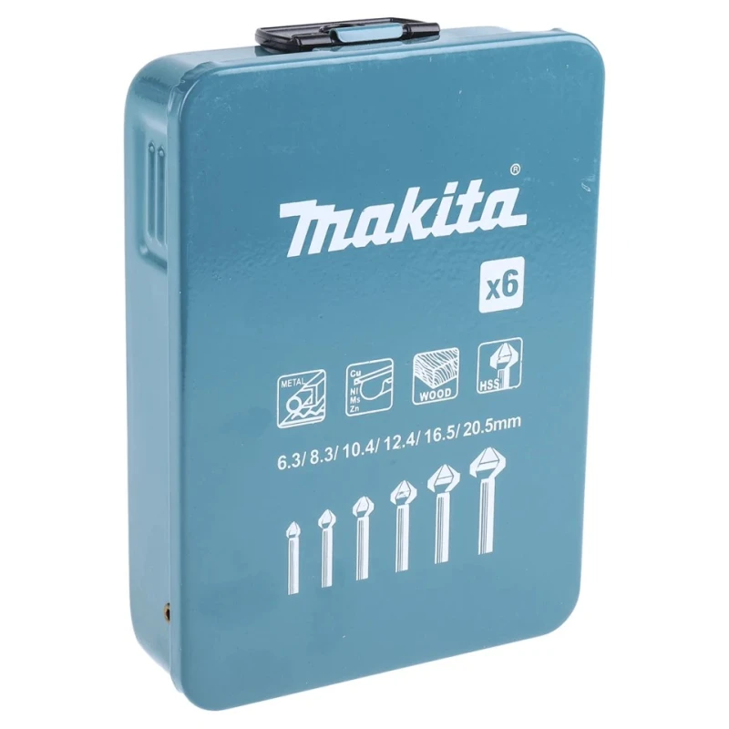 Makita Countersink Drill Bit Set 90° Angle, 6 Pieces with High-Speed Steel D-42204