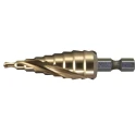 Makita High Speed Steel Step Drill Bit 4-12 mm Drill Diameter, Tin Coated Hex Shank D-40179
