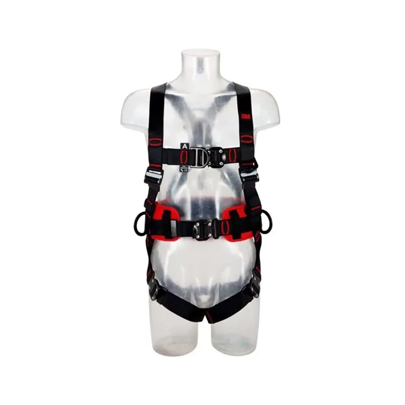3M Fall Arrest Harness with Hip Padding, 140 kg Weight Capacity, Adjustable Straps, Red/Black, Size ML 1161634