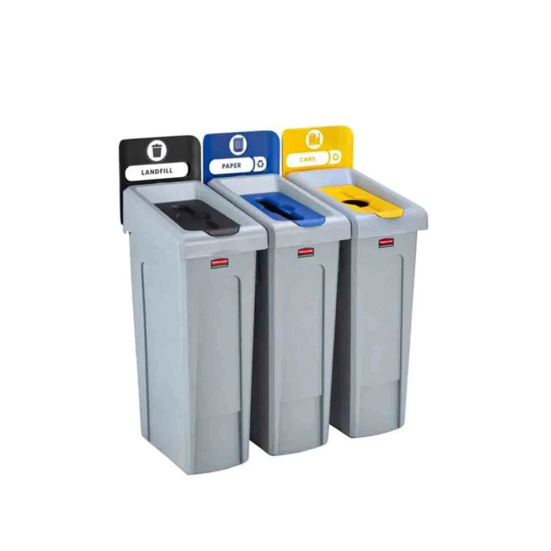 Rubbermaid Commercial Products Slim Jim Black Snap-On Polyethylene, Polypropylene Waste Bin 2057607