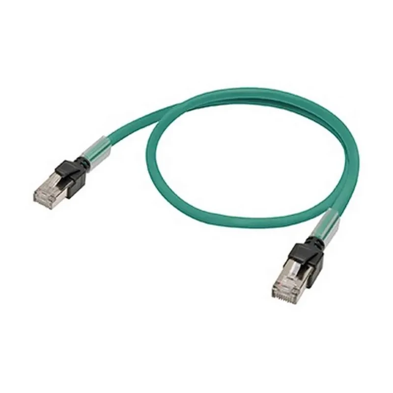 Omron XS6 Shielded Screened Cat6a Ethernet Cable 4 Core, Low Smoke Zero Halogen, Green 2 m 