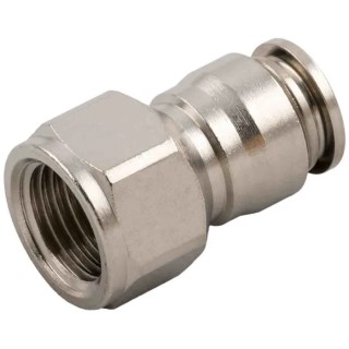 RS PRO 57 Series Pneumatic Fitting Threaded-to-Tube 6mm Push-in Female, Nickel Plated Brass, 20 bar 80°C 197-7694