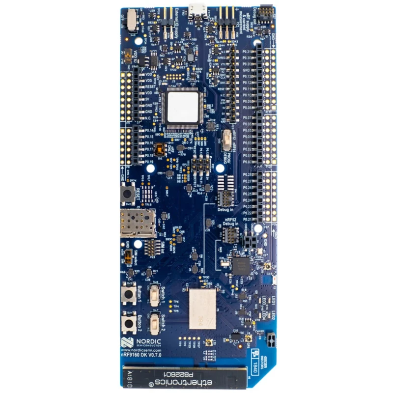Nordic Semiconductor Communication & Wireless Development Kit LTE-M NB-IoT GPS Bluetooth Low Energy 2.4GHz UART SPI nRF9160