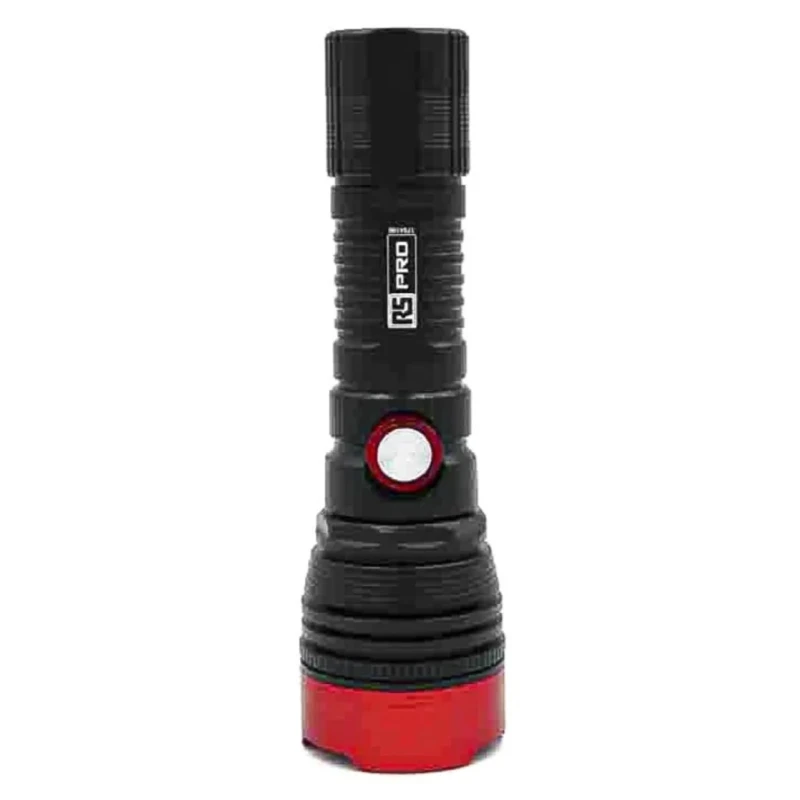 RS PRO Aluminium LED Torch Red, Black 600 lm, 163 mm, IPX4, Non-Rechargeable, 4 AAA Batteries Included 196-4196