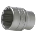 Teng Tools 1/2 in Drive 27 mm 12 Point Bi-Hexagon Socket with Satin Finish, Chrome Vanadium Steel, 43mm Overall M120527-C