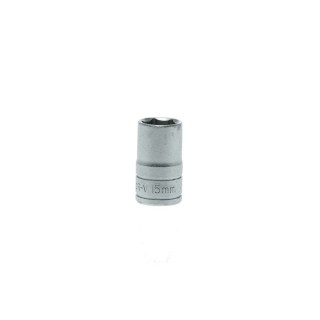 Teng Tools Socket 1/2 in Drive 15 mm 6 Point Bi-Hexagon Satin Finish 38mm Overall Length M1205156-C