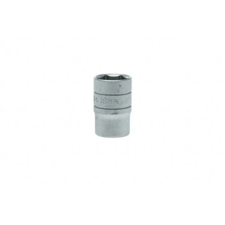 Teng Tools 1/2 in Drive 18 mm 6 Point Bi-Hexagon Socket Chrome Vanadium Steel Satin Finish 38mm Overall Length M1205186-C
