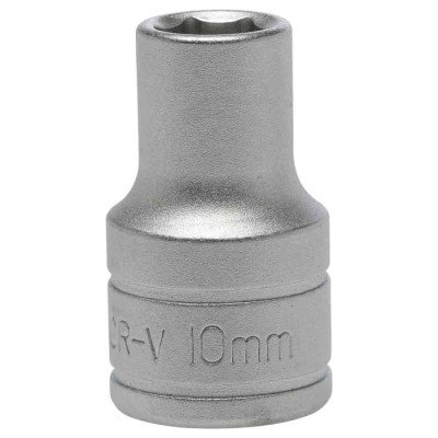 Teng Tools 1/2 in Drive 10 mm 6 Point Bi-Hexagon Socket Chrome Vanadium Steel Satin Finish M1205106-C