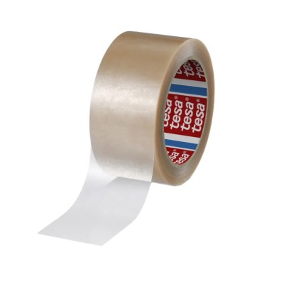 Tesa Transparent 4124 Packing Tape PVC Film Backing 50mm Width 66m Length Natural Rubber Adhesive 04124-00015-00