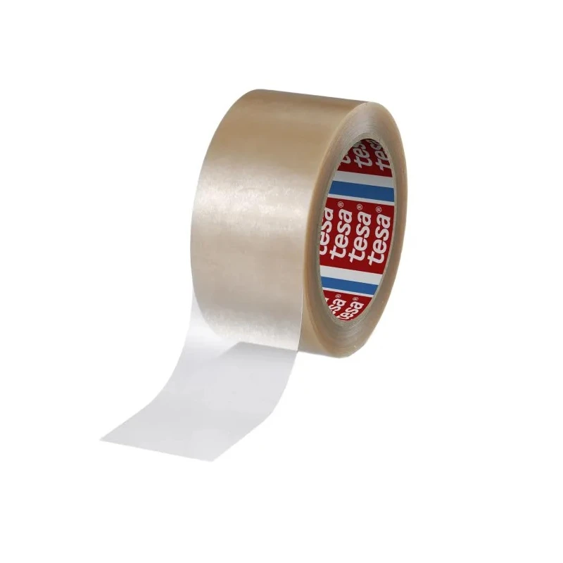 Tesa Transparent 4124 Packing Tape PVC Film Backing 50mm Width 66m Length Natural Rubber Adhesive 04124-00015-00
