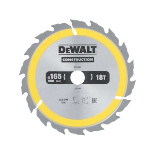 DeWALT Circular Saw Blade 165mm 18 Teeth Per Inch for Rough Timber, Timber with Embedded Nails, Softwood DT1933-QZ