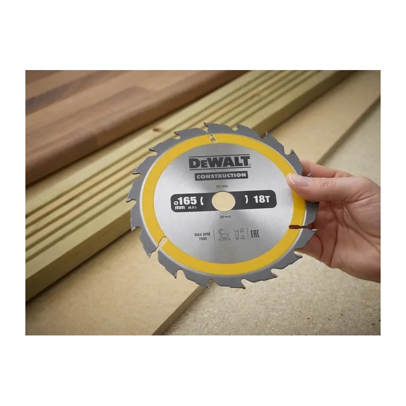 DeWALT Circular Saw Blade 165mm 18 Teeth Per Inch for Rough Timber, Timber with Embedded Nails, Softwood DT1933-QZ