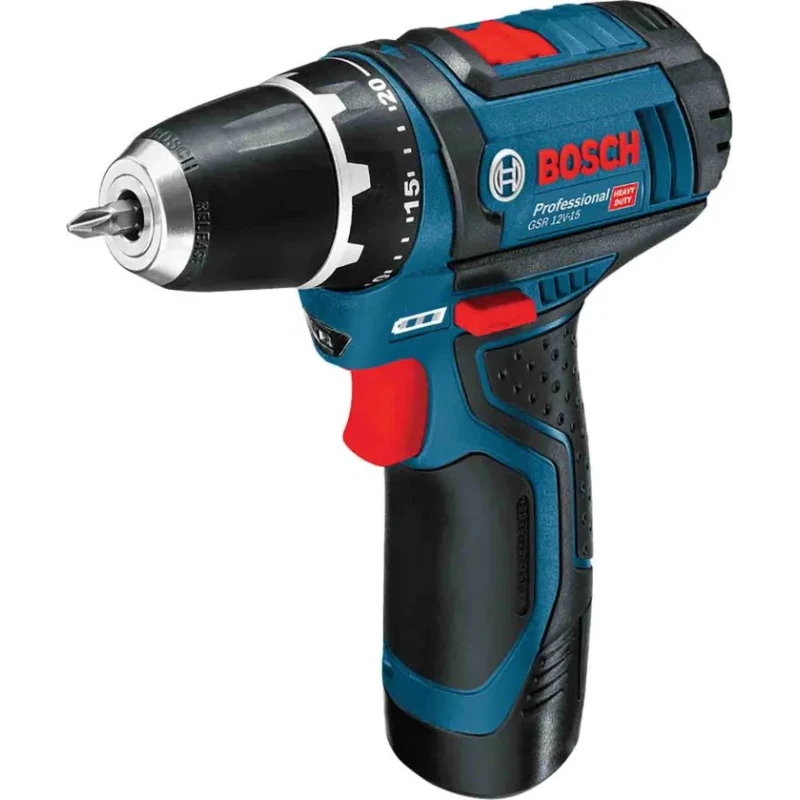 Bosch Cordless Drill Driver 12V 2Ah Li-Ion Battery Keyless Chuck 10mm Pistol Grip 060186817A