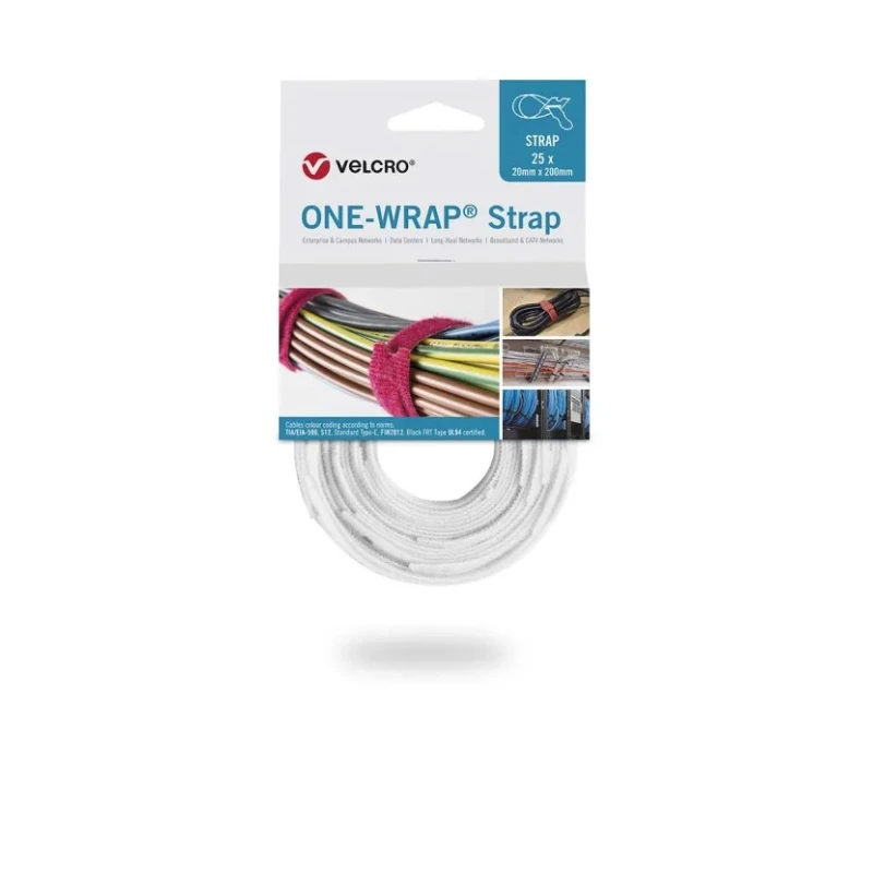 VELCRO® White Reclosable Fastener 20mm x 200mm Polyamide, Polypropylene Loop Tape VEL-OW64500