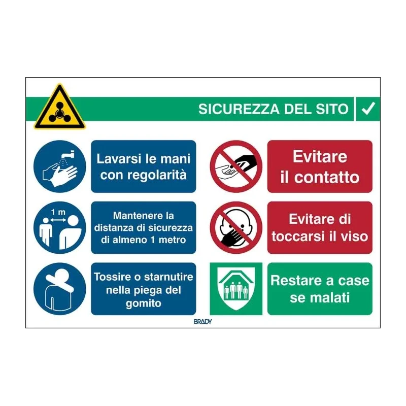 Brady Safety Poster Polypropylene Italian Text 371mm x 262mm 306822