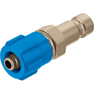 Festo Brass Pneumatic Quick Connect Coupling KS2-CK-3, Nickel Finish, 12 bar Max Operating Pressure, -10°C to 60°C, Germany
