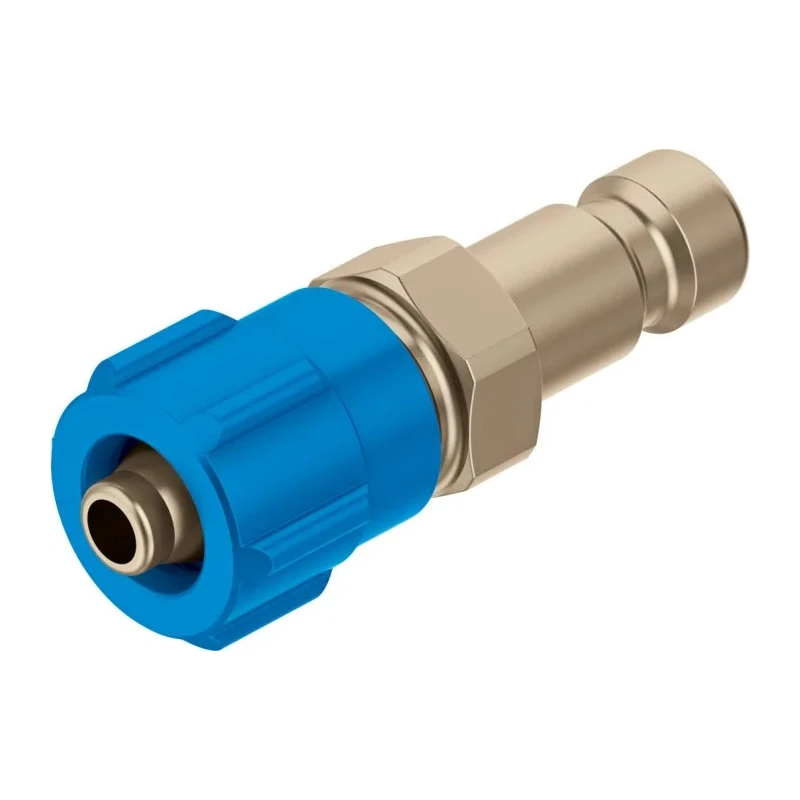 Festo Brass Pneumatic Quick Connect Coupling KS2-CK-3, Nickel Finish, 12 bar Max Operating Pressure, -10°C to 60°C, Germany
