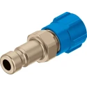 Festo Brass Pneumatic Quick Connect Coupling KS2-CK-3, Nickel Finish, 12 bar Max Operating Pressure, -10°C to 60°C, Germany