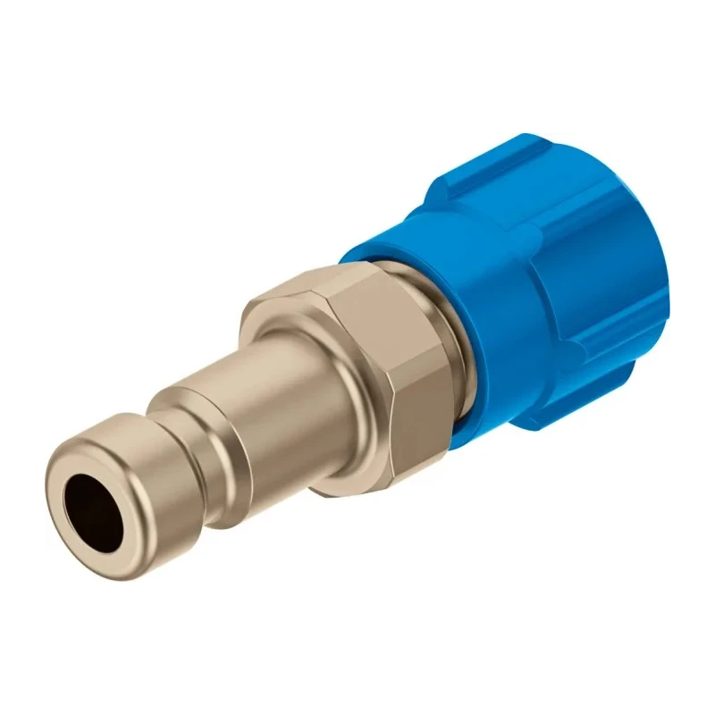 Festo Brass Pneumatic Quick Connect Coupling KS2-CK-3, Nickel Finish, 12 bar Max Operating Pressure, -10°C to 60°C, Germany