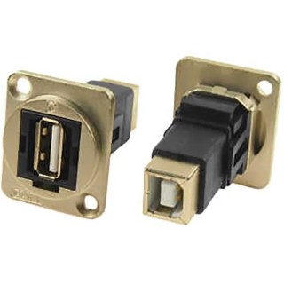 RS PRO Straight Panel Female 1 Port Type USB Type A to B Feedthrough USB Connector USB 2.0 203-5574