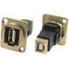 RS PRO Straight Panel Female 1 Port Type USB Type A to B Feedthrough USB Connector USB 2.0 203-5574