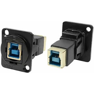RS PRO Feedthrough USB Connector Panel Mount Female/Female 1 Port USB Type B to B 30V AC 1.8A Screw Termination USB 3.0 IP40