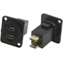 RS PRO Dual USB Type C 2 Port Straight Panel Feedthrough USB Connector IP40 30V AC 3A IP40