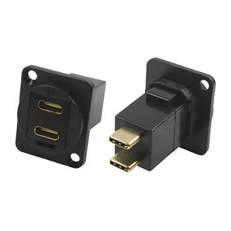 RS PRO Dual USB Type C 2 Port Straight Panel Feedthrough USB Connector IP40 30V AC 3A IP40