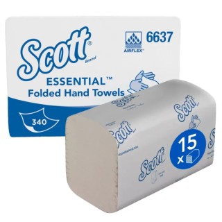 SCOTT Interfolded Paper Towel, 186 x 210 mm Sheet Size, 1 Ply, 5100 Sheets 6637
