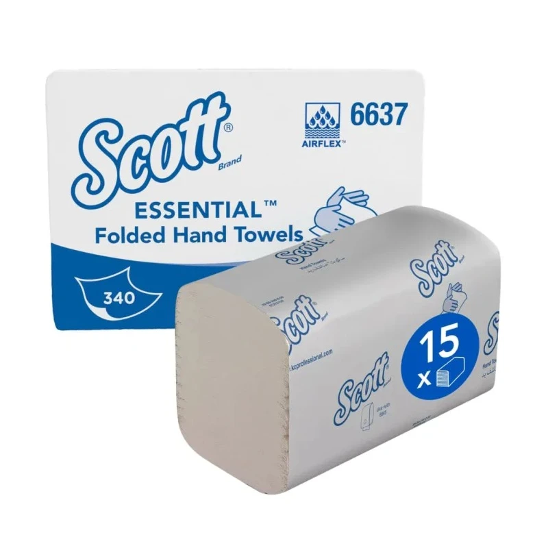 SCOTT Interfolded Paper Towel, 186 x 210 mm Sheet Size, 1 Ply, 5100 Sheets 6637