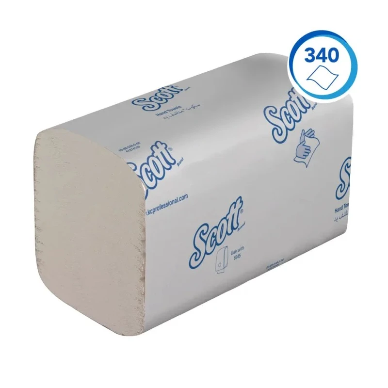 SCOTT Interfolded Paper Towel, 186 x 210 mm Sheet Size, 1 Ply, 5100 Sheets 6637