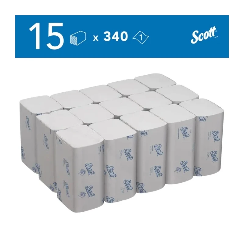 SCOTT Interfolded Paper Towel, 186 x 210 mm Sheet Size, 1 Ply, 5100 Sheets 6637