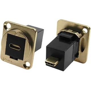 RS PRO Feedthrough USB Connector Straight Panel Female/Male 1 Port USB Type C IP40 30V AC 3A IP40