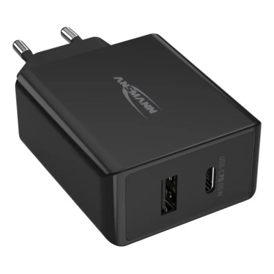 Ansmann Regulated AC/DC Adapter 65W Power 20V DC Output, 3A Current 2 Outputs EU Plug 1001-0096