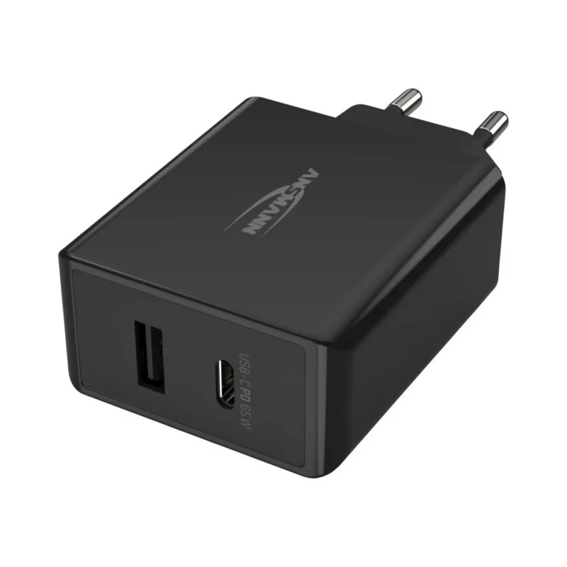 Ansmann Regulated AC/DC Adapter 65W Power 20V DC Output, 3A Current 2 Outputs EU Plug 1001-0096