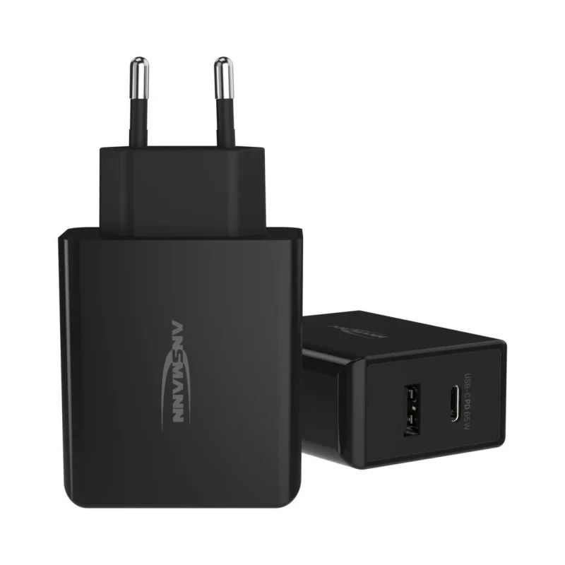 Ansmann Regulated AC/DC Adapter 65W Power 20V DC Output, 3A Current 2 Outputs EU Plug 1001-0096