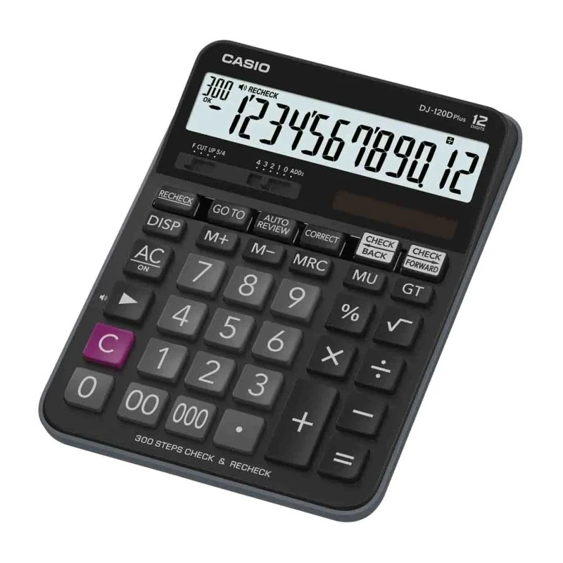 Casio Rectangular Black 12-Digit Battery Powered Desktop Calculator DJ-120DPLUS-W-EP
