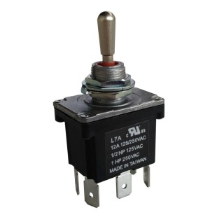 RS PRO Toggle Switch, PCB Mount, On-Off-On Operation, DPDT, Solder Terminal, Brass Actuator, 250V AC, 12A, IP68, 206-6976