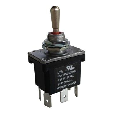 RS PRO Toggle Switch, PCB Mount, On-Off-On Operation, DPDT, Solder Terminal, Brass Actuator, 250V AC, 12A, IP68, 206-6976