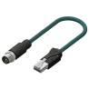 RS PRO Shielded Cat5e Ethernet Cable, 500 mm, Teal Polyurethane Jacket, M12 Male to RJ45 Male Connector Cat5e