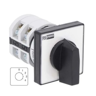 RS PRO Industrial 5 Position 30 Degree Rotary Cam Switch, Panel Mount, 16A, IP20, Knob Actuator 208-3902