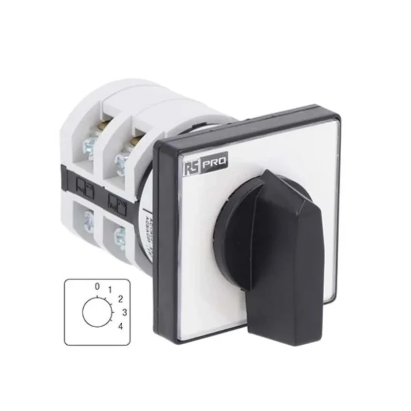 RS PRO Industrial 5 Position 30 Degree Rotary Cam Switch, Panel Mount, 16A, IP20, Knob Actuator 208-3902