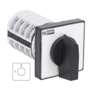 RS PRO Cam Switch 3 Phase 4 Pole Panel Mount 2 Position 90° Knob Actuator 20A 690V 208-3918