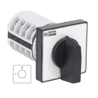 RS PRO Cam Switch 3 Phase 4 Pole Panel Mount 2 Position 90° Knob Actuator 20A 690V 208-3918