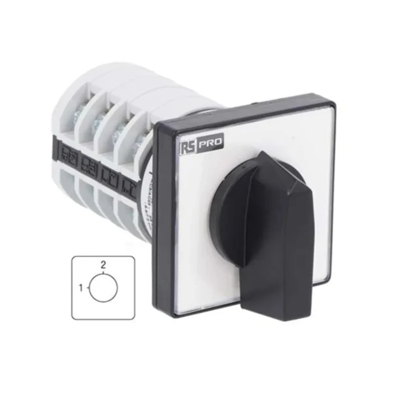 RS PRO Cam Switch 3 Phase 4 Pole Panel Mount 2 Position 90° Knob Actuator 20A 690V 208-3918