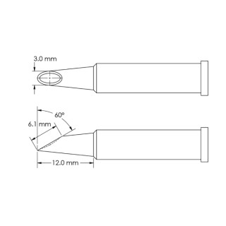 Metcal 6.1 mm Hoof 12 mm Soldering Iron Tip GT6-HF6030V