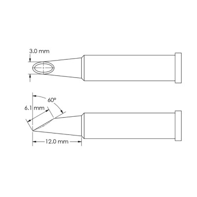 Metcal 6.1 mm Hoof 12 mm Soldering Iron Tip GT6-HF6030V