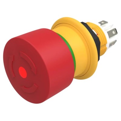 EAO Emergency Stop Push Button Panel Mount 16 mm Cutout 1 NO/1 NC, Twist Release, IP67 IP66 IP69K 61-6451.4277