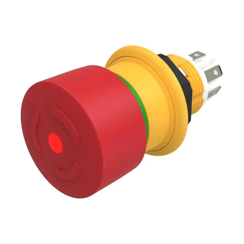 EAO Emergency Stop Push Button Panel Mount 16 mm Cutout 1 NO/1 NC, Twist Release, IP67 IP66 IP69K 61-6451.4277